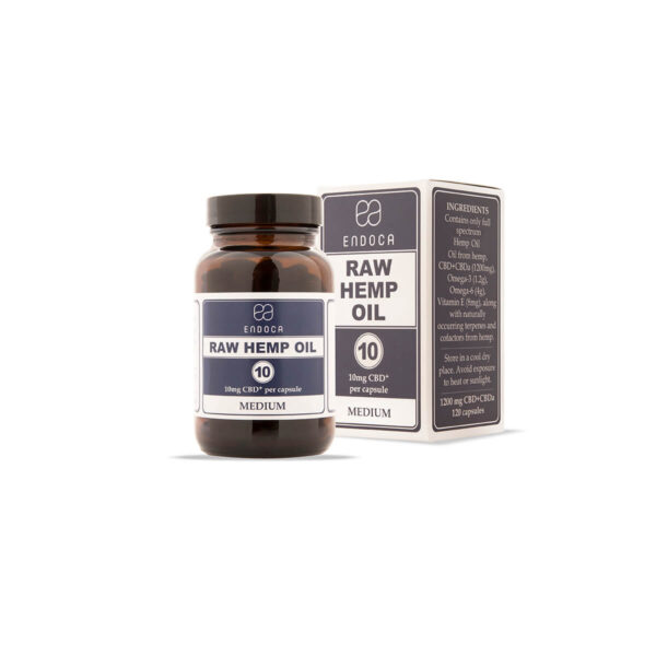 Endoca Raw Hemp Oil Capsules 300mg CBD + CBDa Label