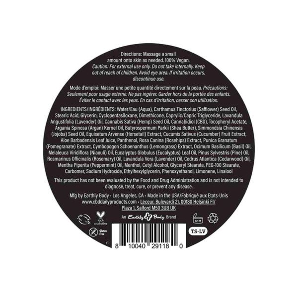 CBD Daily Intensive Cream Lavender Supplement Facts