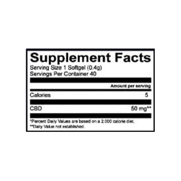 Lazarus Naturals Full Spectrum CBD Softgels 50mg 40ct Supplement Facts