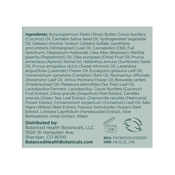 CBDistillery CBDol Topical Balm Supplement Facts