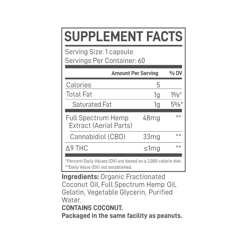 Extract Labs Full Spectrum CBD Softgels 2000mg 60ct Supplement Facts Extract Labs Full Spectrum CBD Softgels 2000mg 60ct Supplement Facts