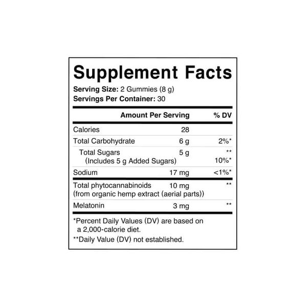 Charlotte's Web CBD Gummies Sleep 60ct Supplement Facts