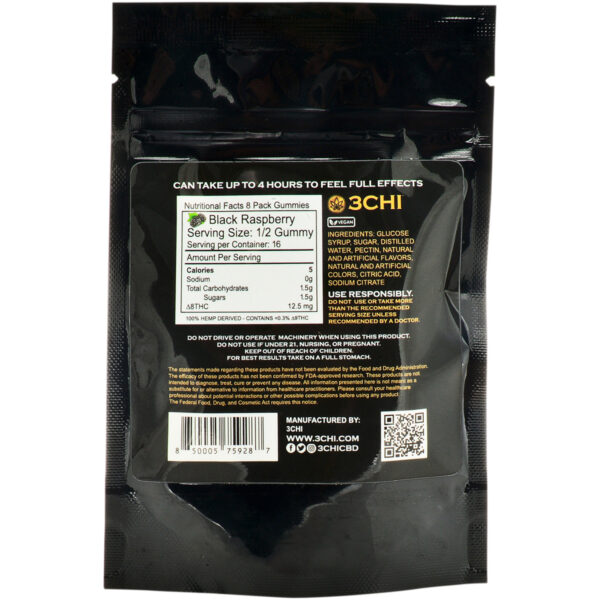 3Chi Delta 8 Gummies Black Raspberry 200mg 8ct
