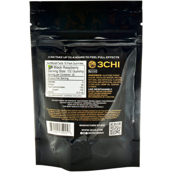 3Chi Delta 8 Gummies Black Raspberry 400mg 16ct