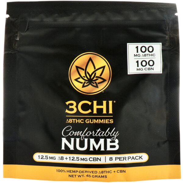 3Chi Comfortably Numb Delta 8 & CBN Gummies 200mg 8ct