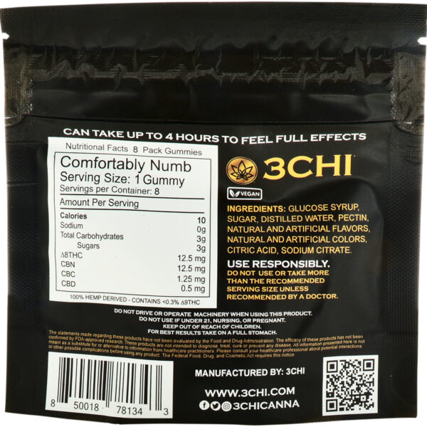 3Chi Comfortably Numb Delta 8 & CBN Gummies 200mg 8ct
