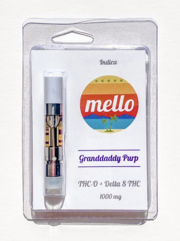 Melo Delta 8 & THC-O Vape Cartridge Granddaddy Purp 1g