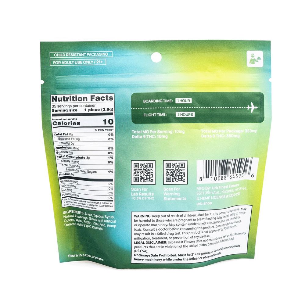 Urb Delta 9 Gummies Dragonberry Lemonade 350mg 35ct Supplement Facts