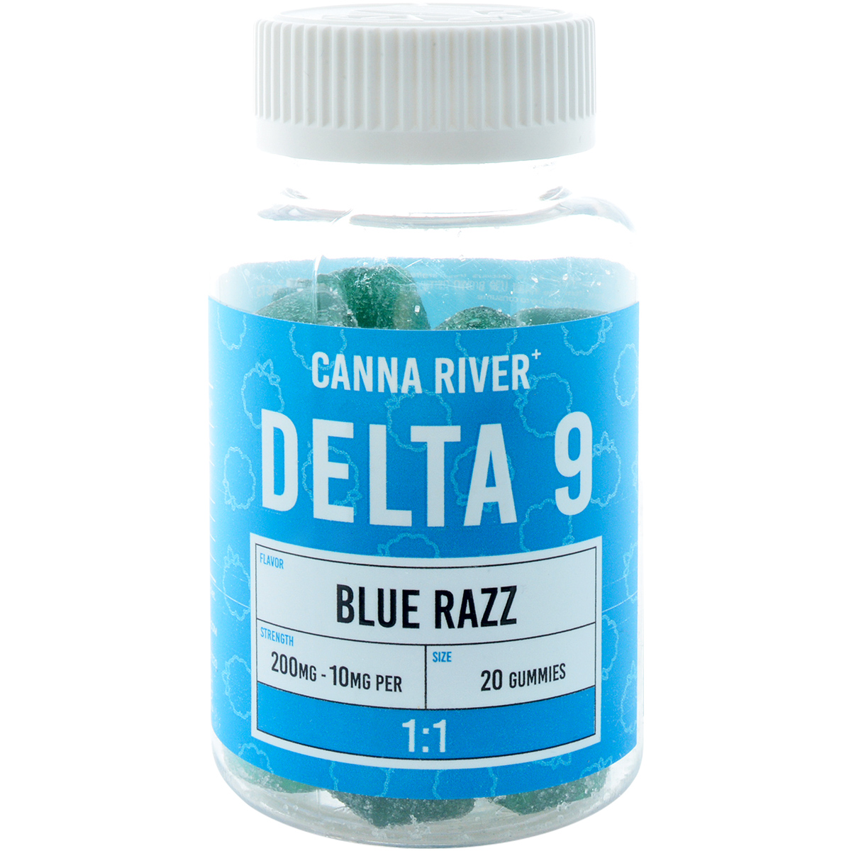 Canna River CBD & Delta 9 Gummies Blue Razz 200mg 20ct Dr.Ganja