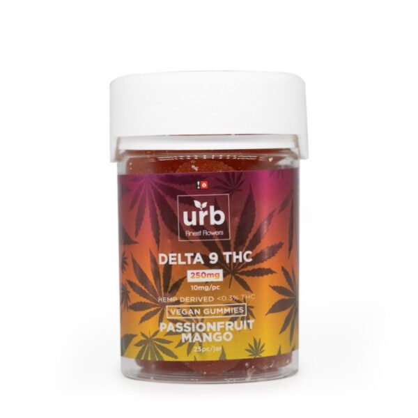 Urb Delta 9 Gummies Passionfruit Mango 250mg 25ct