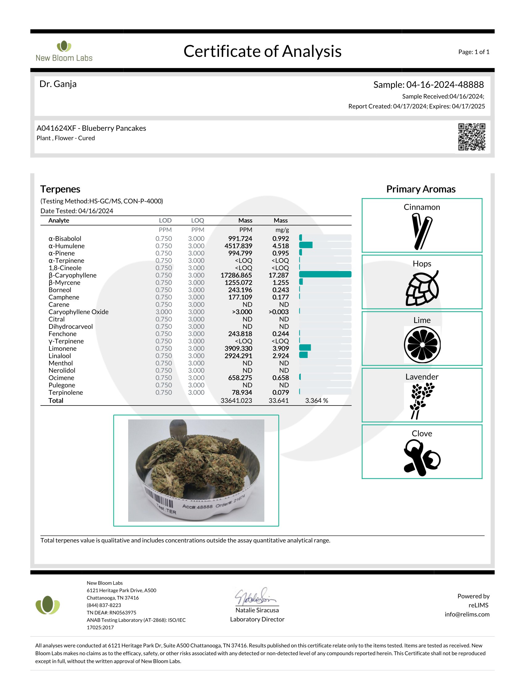 Blueberry Pancakes Terpenes Certificate of Analysis Blueberry Pancakes Terpenes Certificate of Analysis