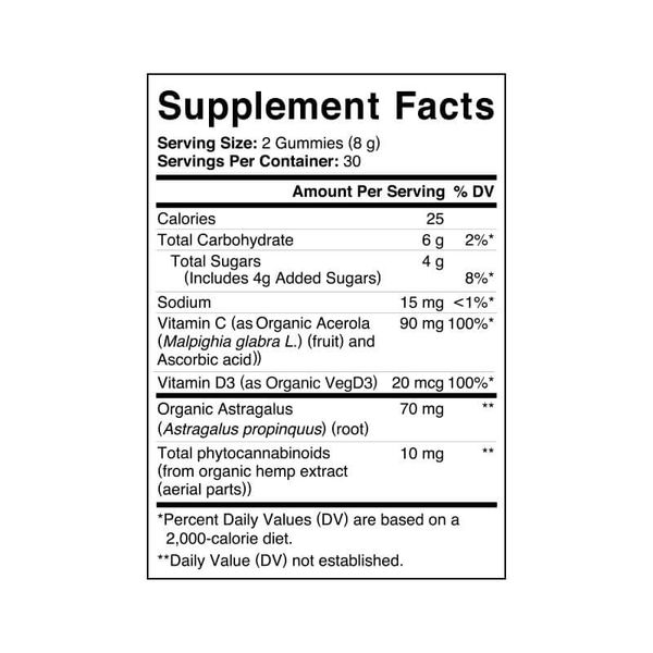 Charlotte’s Web CBD Gummies Immunity 60ct Supplement Facts