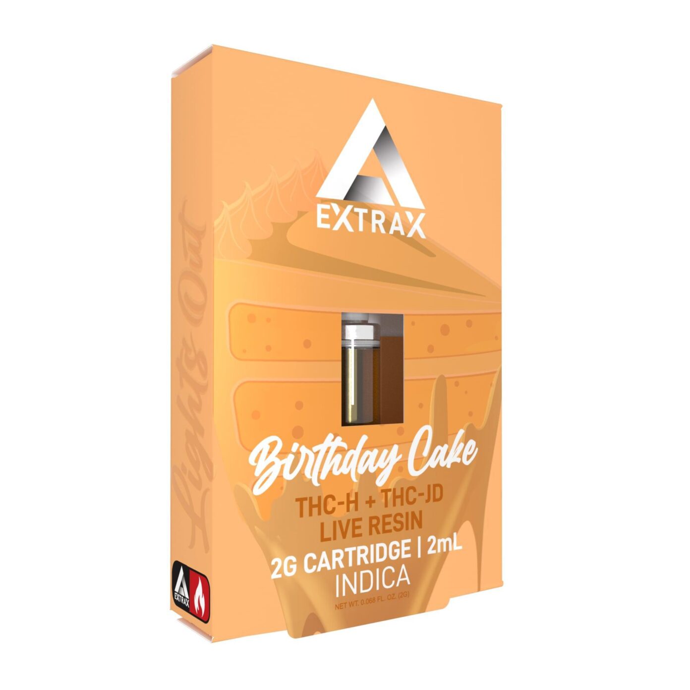 Delta Extrax Lights Out Vape Cartridge Birthday Cake 2g Dr.Ganja