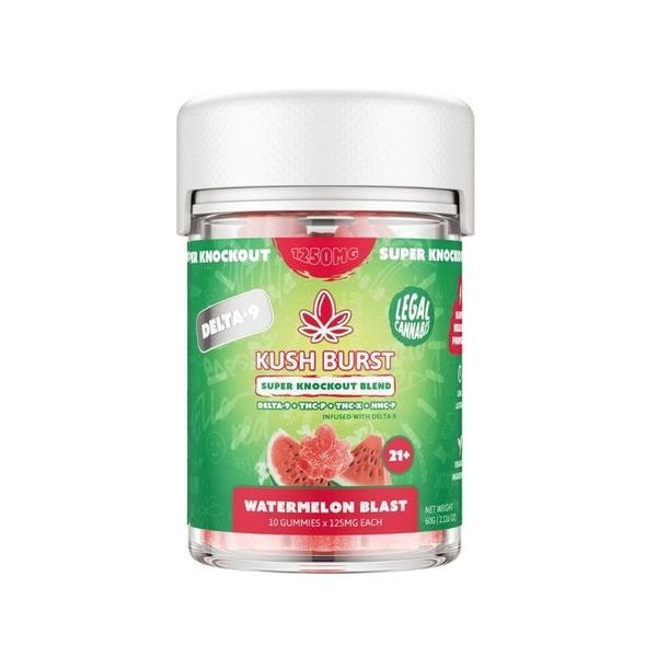 Kush Burst Super Knockout Gummies Juicy Watermelon 1250mg 10ct