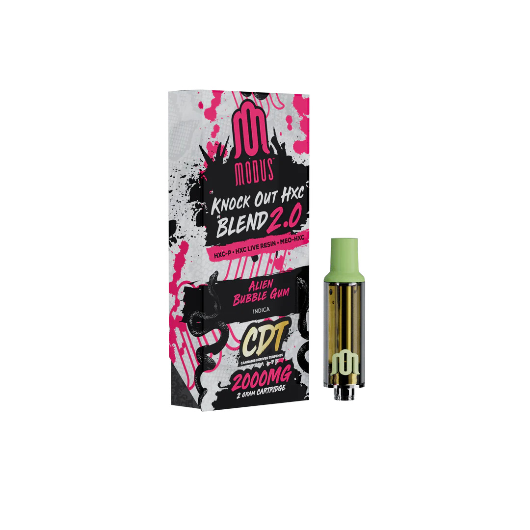 Modus HXC Knockout Blend Vape Cartridge Alien Bubble Gum 2g Dr.Ganja