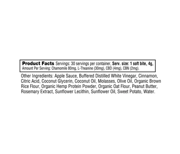 NuLeaf Naturals CBD CBN Dog Chews Calm Apple Cinnamon 180mg 30ct Supplement Facts