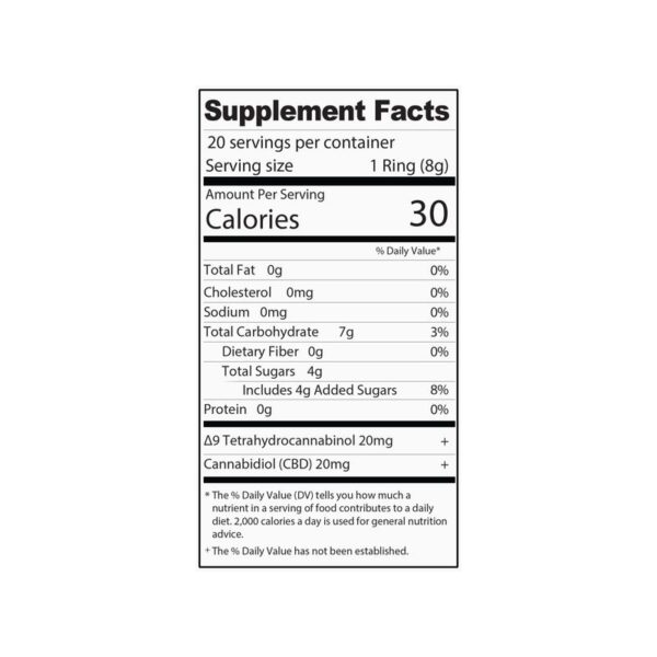Mellow Fellow CBD Delta 9 Gummies Apple 800mg 20ct Supplement Facts