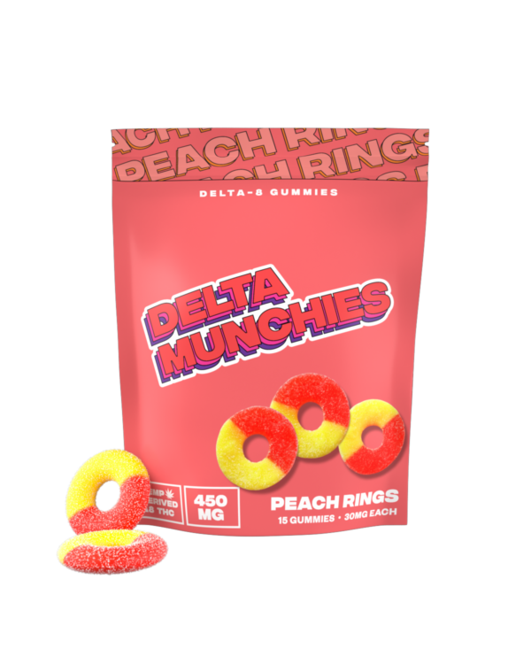 Delta Munchies Delta 8 Gummies Peach Rings 450mg 15ct main