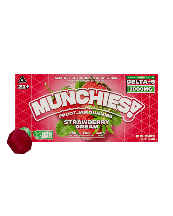 Delta Munchies Delta 9 Froot Jam Gummies Strawberry Dream 1000mg 10ct