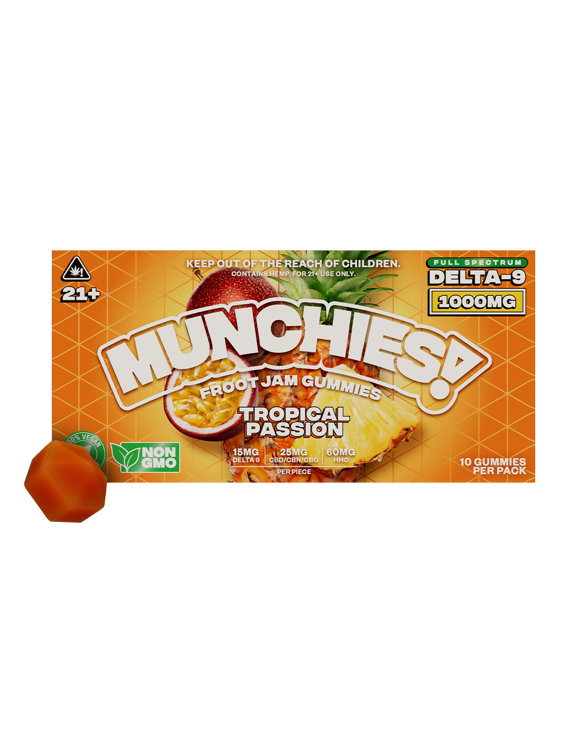 Delta Munchies Delta 9 Froot Jam Gummies Tropical Passion 1000mg 10ct