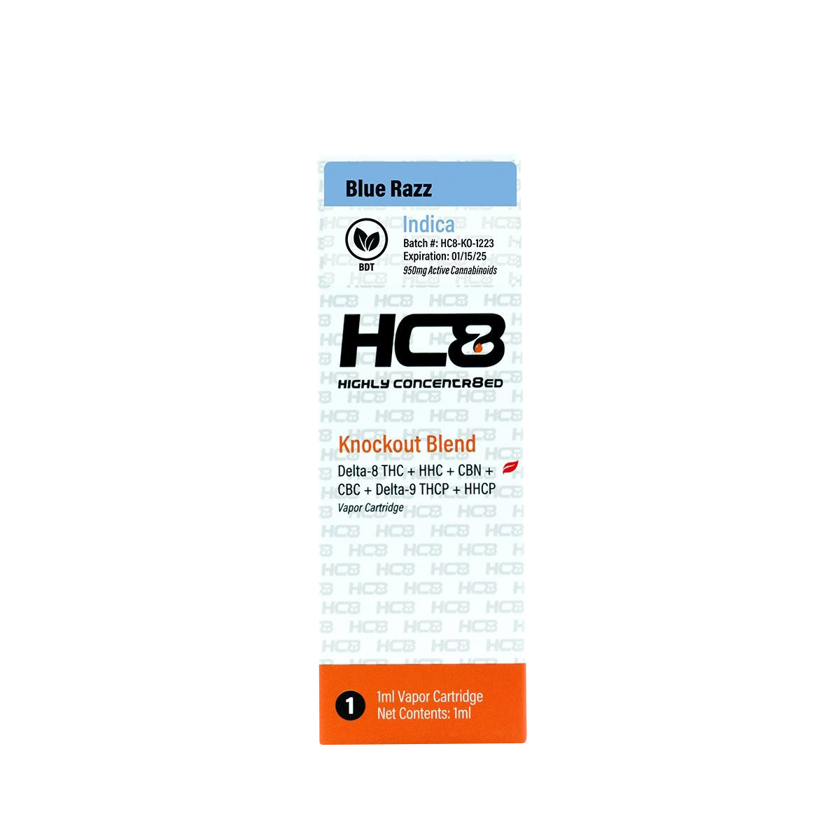 Highly Concentr8ed Knockout Blend Cartridge Blue Razz 1g Highly Concentr8ed Knockout Blend Cartridge Blue Razz 1g