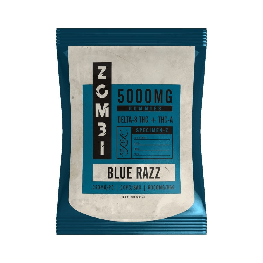 Zombi Delta 8 Delta 9 Gummies Blue Razz 5000mg 20ct