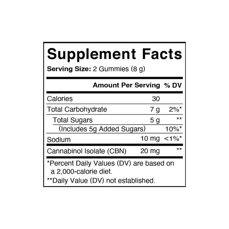 Charlottes Web CBN Gummies Stay Asleep 60ct Supplement Facts