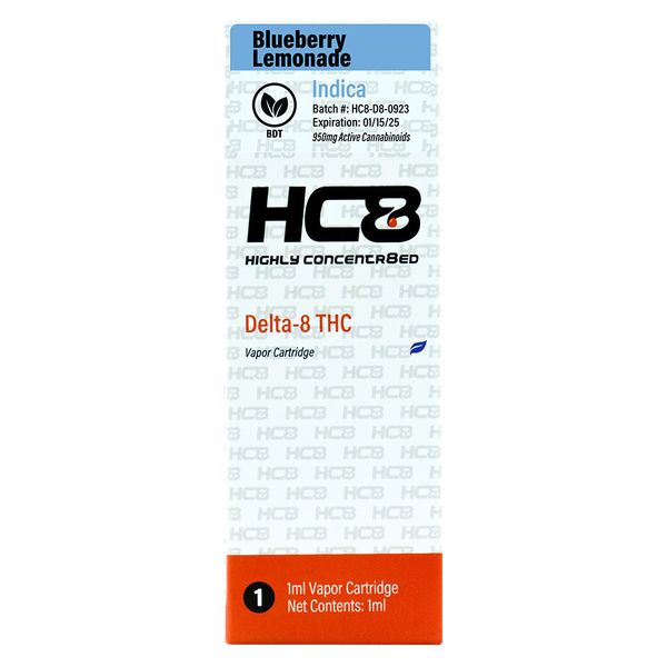 Highly Concentr8ed Delta 8 Cartridge Blueberry Lemonade 1g