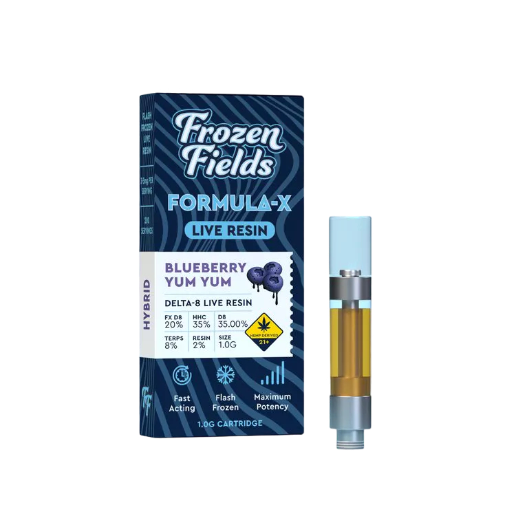 Frozen Fields Formula-X Live Resin Cartridge Blueberry Yum Yum 1g Frozen Fields Formula-X Live Resin Cartridge Blueberry Yum Yum 1g