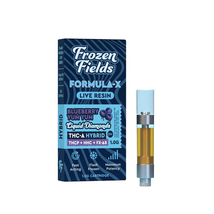 Frozen Fields Formula-X Live Resin THCA Liquid Diamonds Cartridge Blueberry Yum Yum 1g Frozen Fields Formula-X Live Resin THCA Liquid Diamonds Cartridge Blueberry Yum Yum 1g