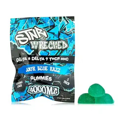STNR-Wrecked-Gummies-Sour-Blue