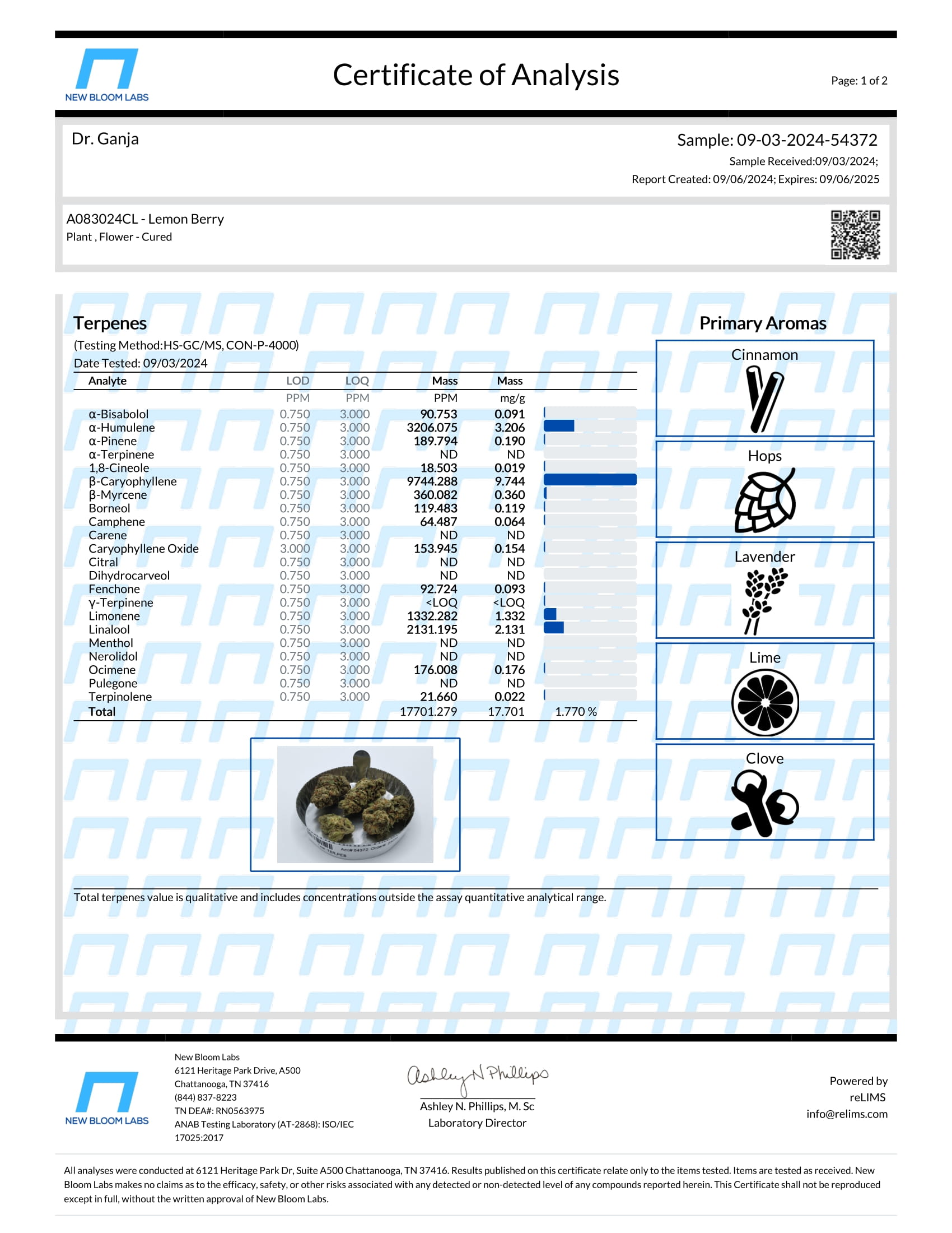 Lemon Berry Terpenes Certificate of Analysis Lemon Berry Terpenes Certificate of Analysis