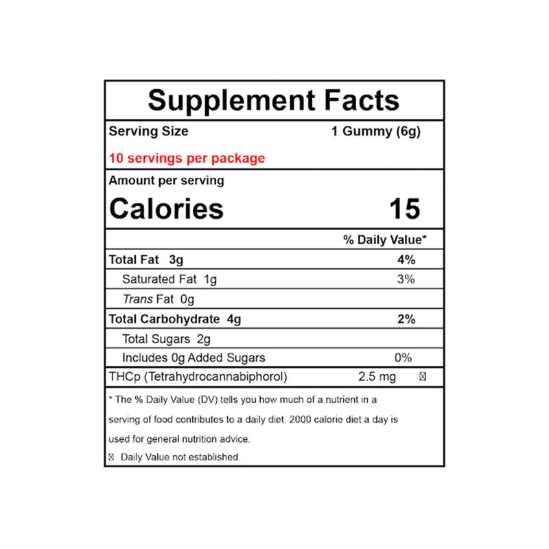 Mellow Fellow THCP Bursts Chocolate Strawberries 25mg 10ct Supplement Facts