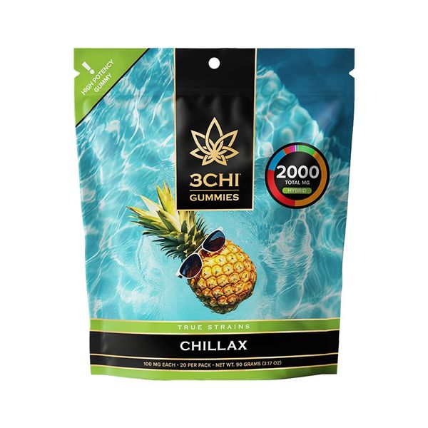3Chi True Strains High Potency Gummies Chillax 2000mg 20ct