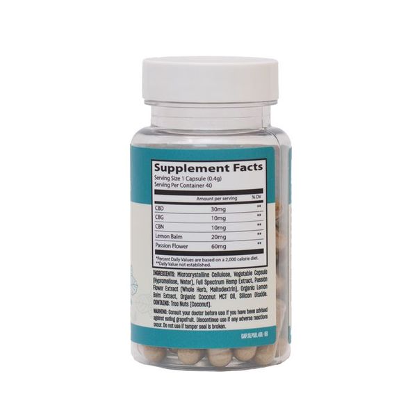 Lazarus Naturals Full Spectrum CBD, CBN CBG Capsules Sleep 2000mg 40ct Supplement Facts