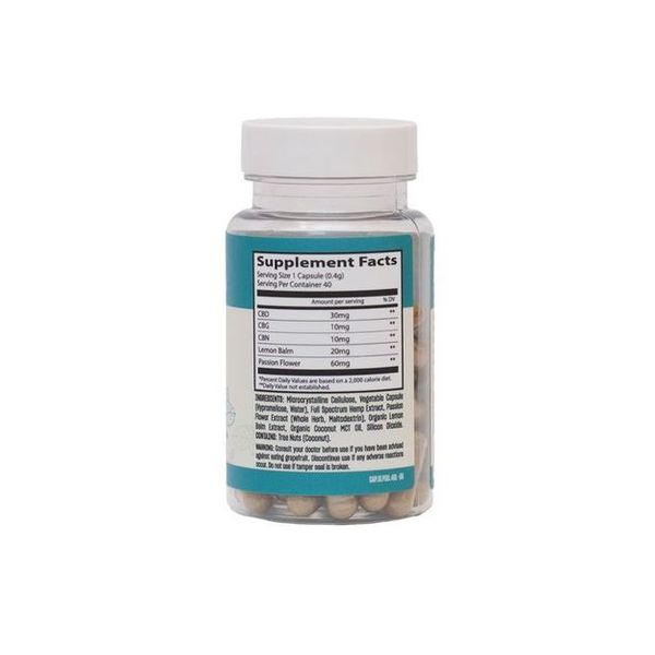 Lazarus Naturals Full Spectrum CBD, CBN CBG Capsules Sleep 2000mg 40ct Supplement Facts