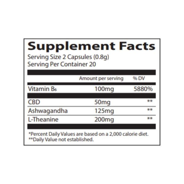 Lazarus Naturals Full Spectrum CBD Capsules Calm 1000mg 40ct Supplement Facts