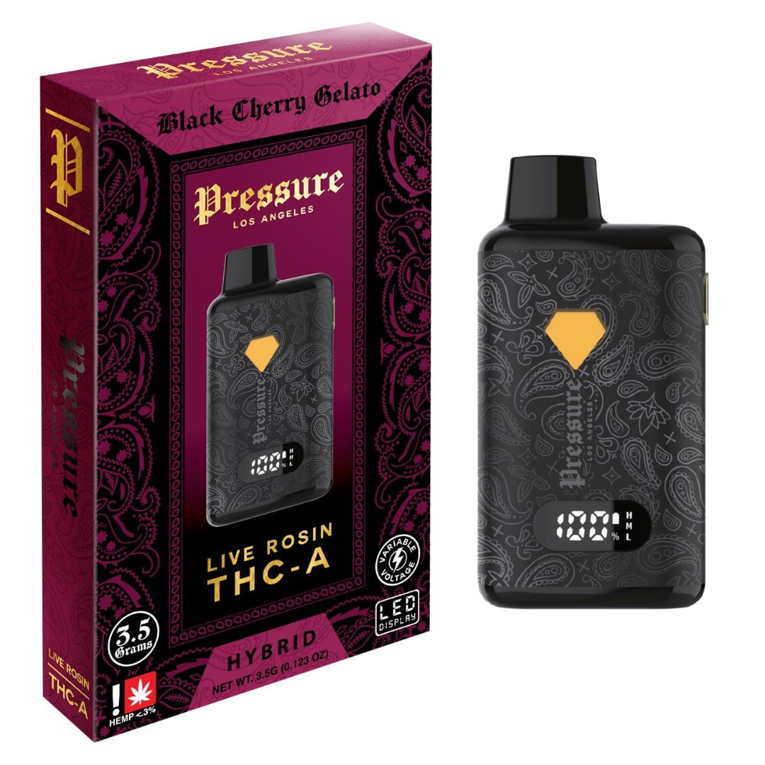 Pressure LA THCA Live Rosin Disposable Black Cherry Gelato 3.5g Pressure LA THCA Live Rosin Disposable Black Cherry Gelato 3.5g