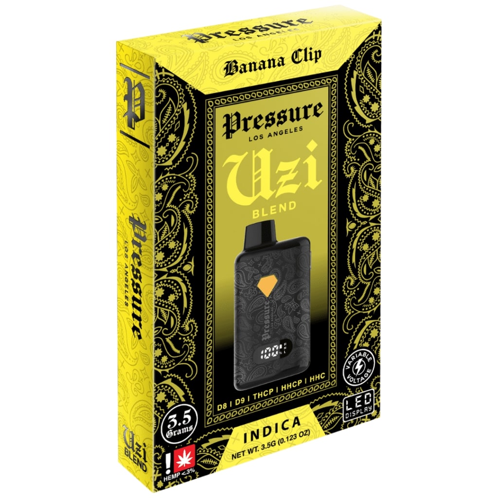 Pressure LA Uzi Blend Disposable Banana Clip 3.5g Pressure LA Uzi Blend Disposable Banana Clip 3.5g