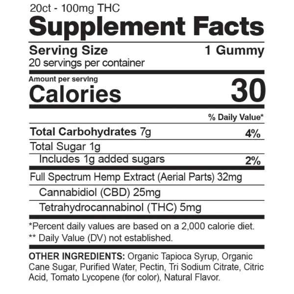 CBDfx CBD Delta 9 Gummies Berry Buzz 600mg 20ct Supplement Facts