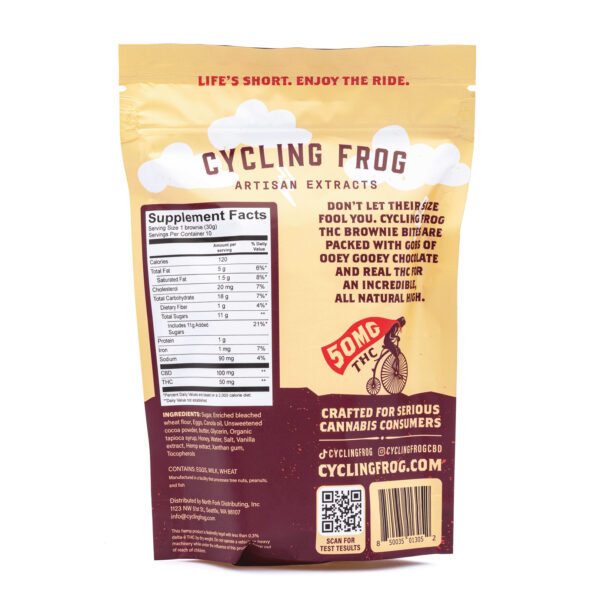 Cycling Frog THC Chocolate Brownie Bites 600mg Supplement Facts