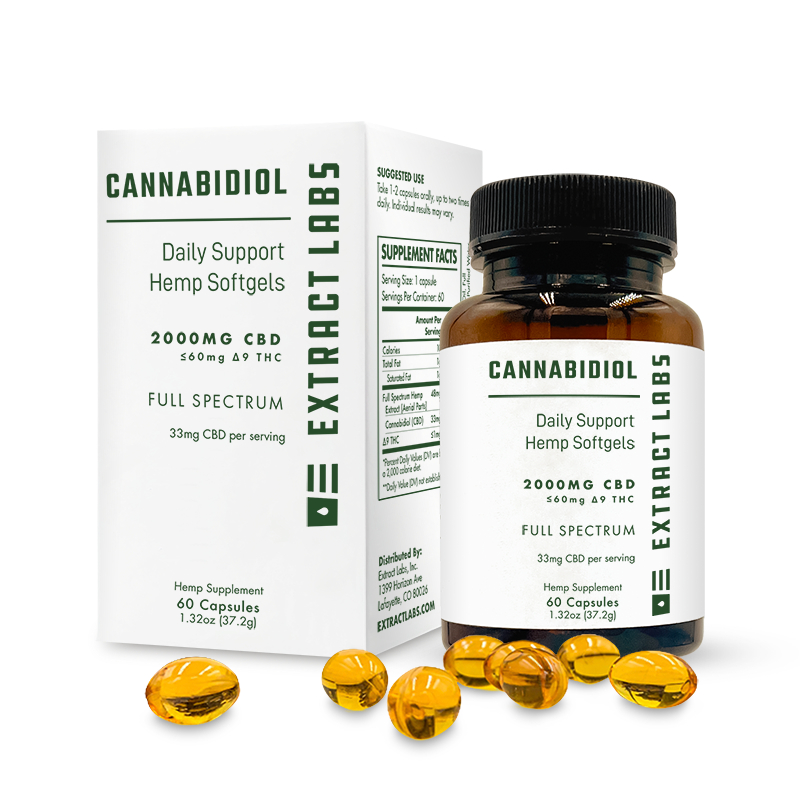 Extract Labs Full Spectrum CBD Softgels 2000mg 60ct Extract Labs Full Spectrum CBD Softgels 2000mg 60ct