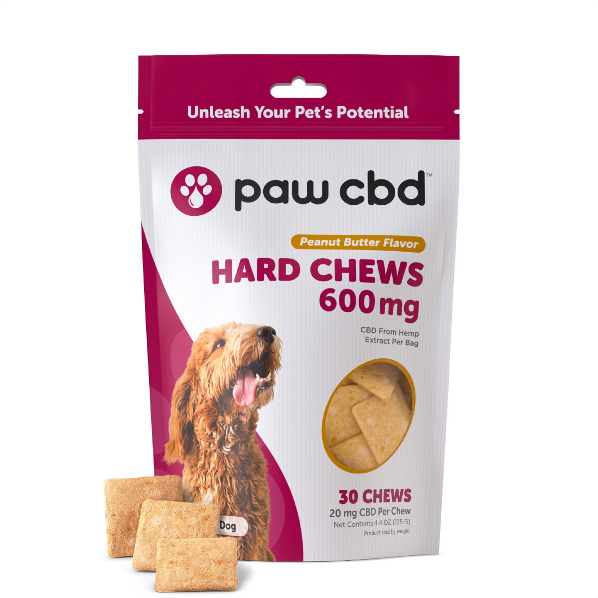 Paw CBD Hard Chews for Dogs Peanut Butter 600mg 30ct