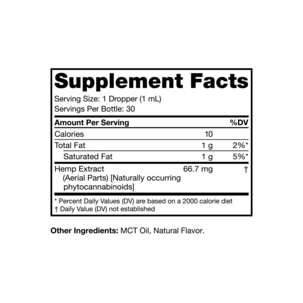 cbdMD Broad Spectrum CBD CBG Oil Lemon Lime 2000mg 30ml Supplement Facts
