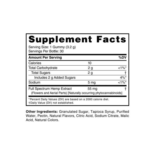 cbdMD Full Spectrum CBD Gummies Tropical Twist 1500mg 30ct Supplement Facts
