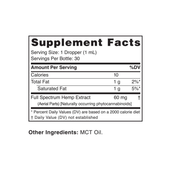 cbdMD Full Spectrum CBD Oil 1500mg 30ml Supplement Facts