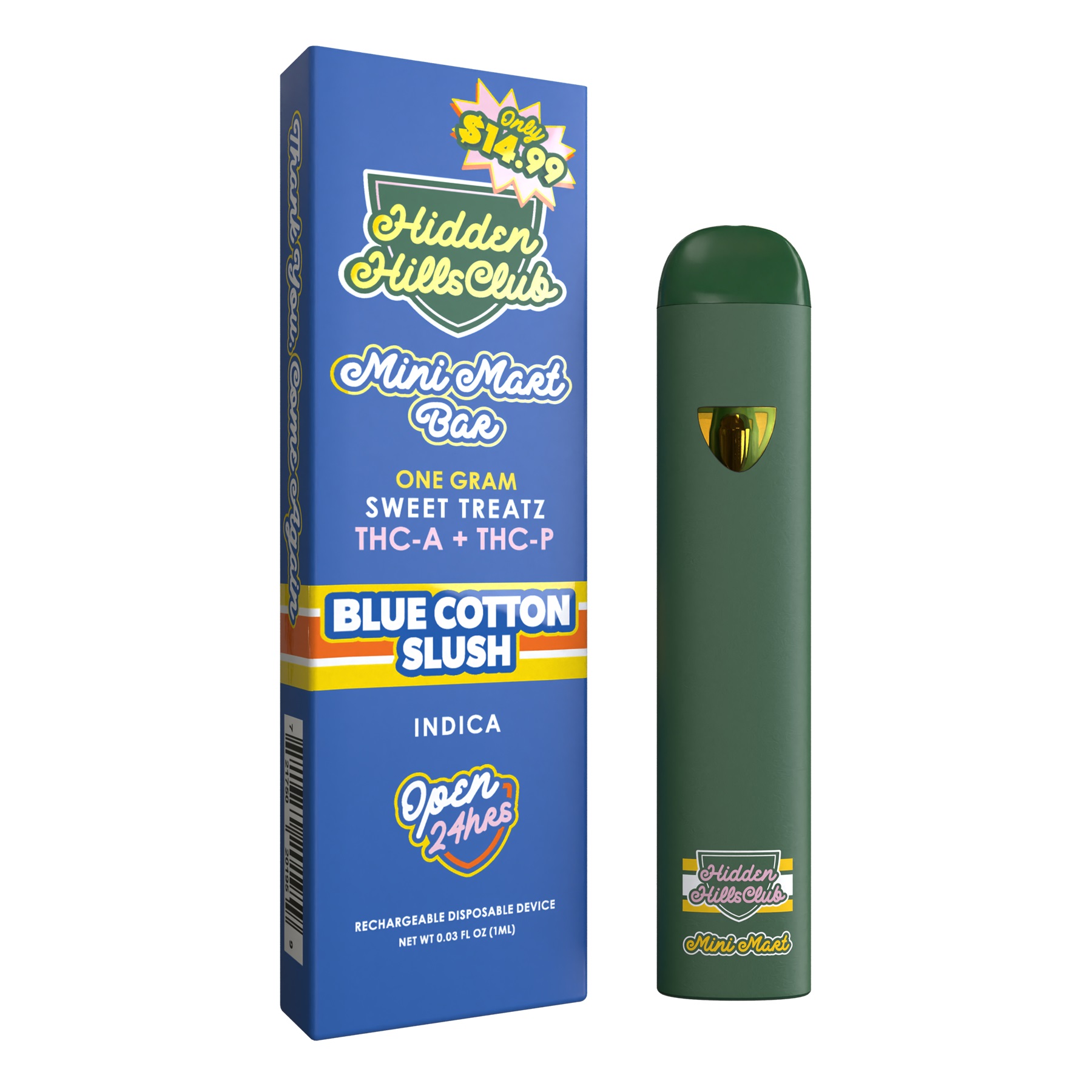 Hidden Hills Mini Mart Sweet Treatz THCA THCP Disposable Blue Cotton Slushie 1g