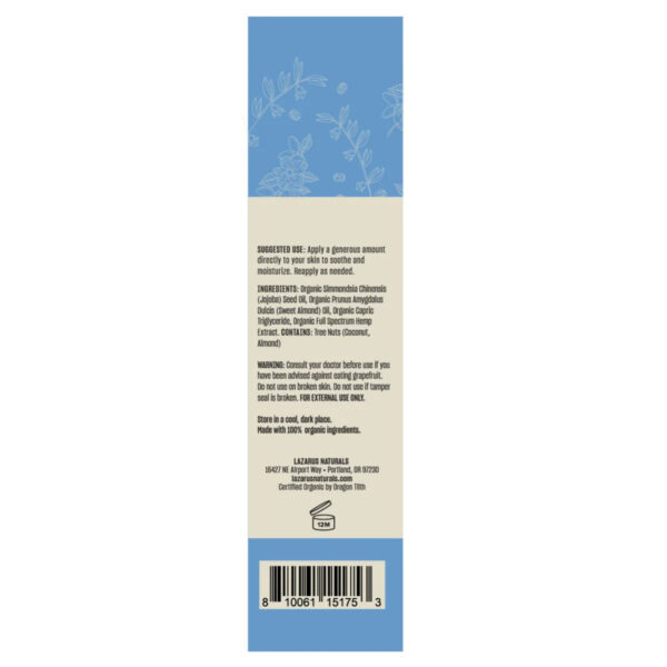 Lazarus Naturals CBD Massage Oil 500mg 62.5ml Supplement Facts