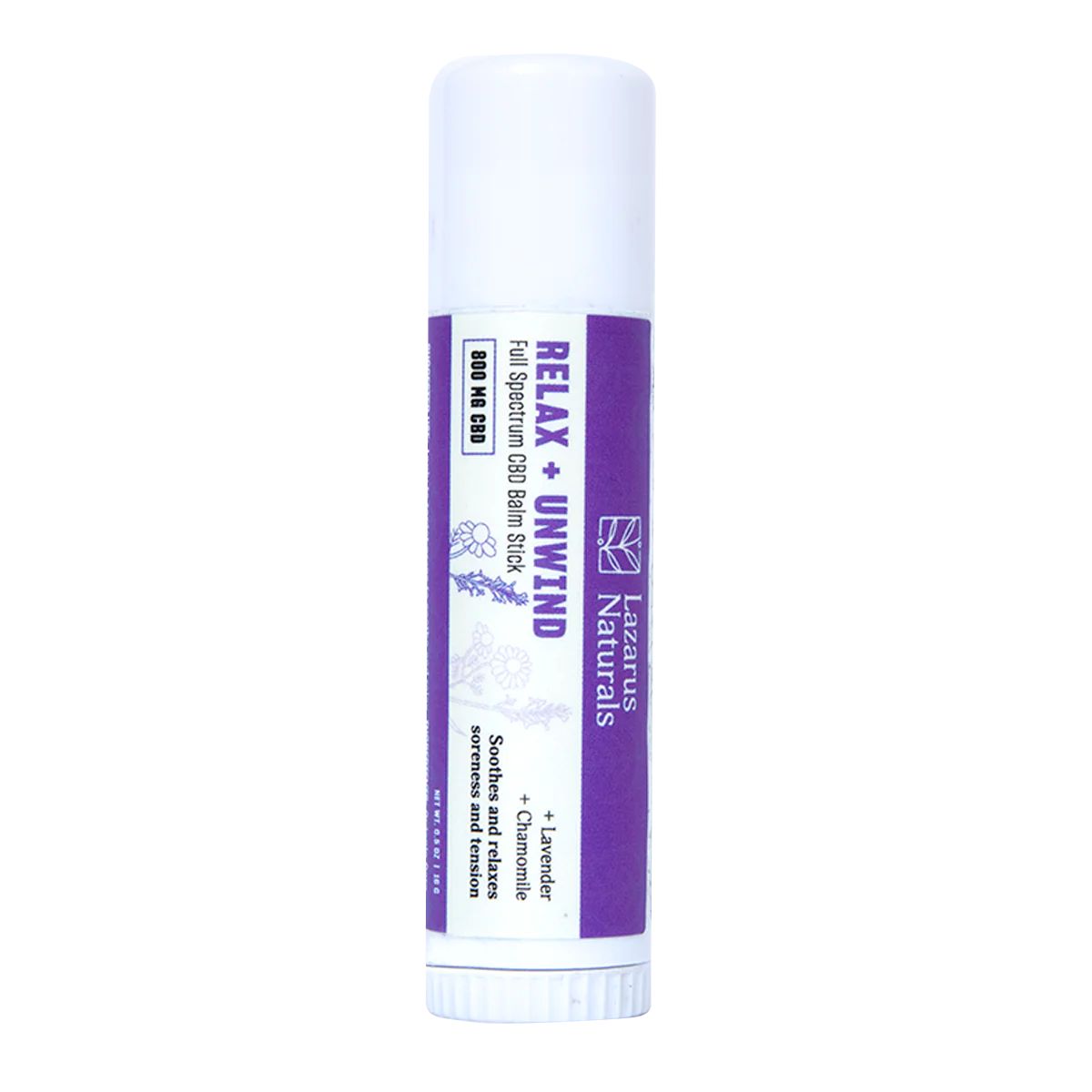 Lazarus Naturals Full Spectrum CBD Balm Stick Relax + Unwind 800mg .5oz Lazarus Naturals Full Spectrum CBD Balm Stick Relax + Unwind 800mg .5oz