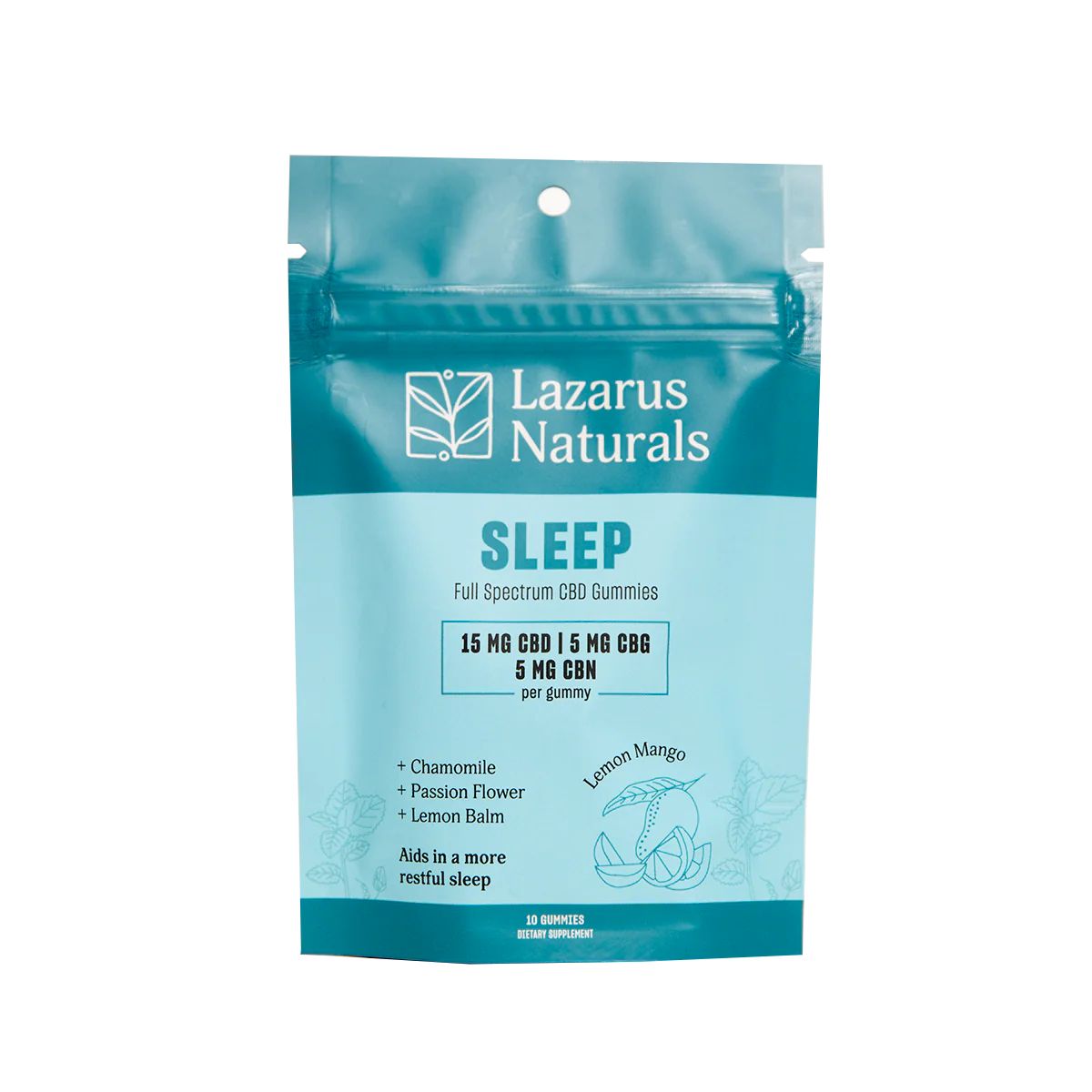 Lazarus Naturals Full Spectrum Cannabinoid Sleep Gummies Lemon Mango 250mg 10ct